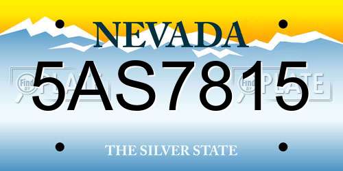 5AS7815 Nevada License Plate