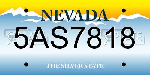 5AS7818 Nevada License Plate