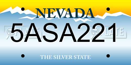 5ASA221 Nevada License Plate