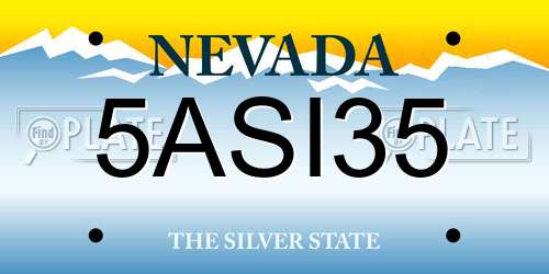 5ASI35 Nevada License Plate