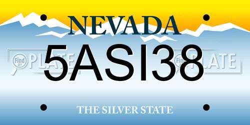 5ASI38 Nevada License Plate