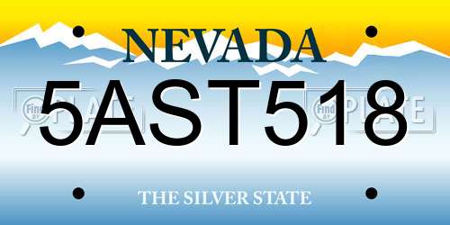5AST518 Nevada License Plate