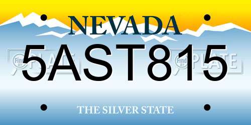 5AST815 Nevada License Plate