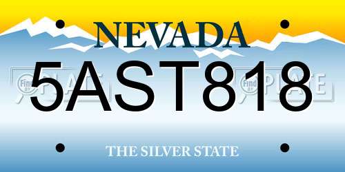 5AST818 Nevada License Plate