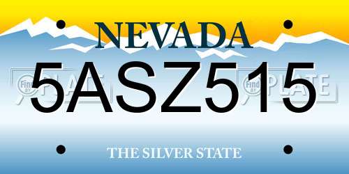5ASZ515 Nevada License Plate