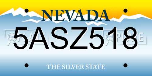 5ASZ518 Nevada License Plate
