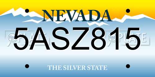 5ASZ815 Nevada License Plate