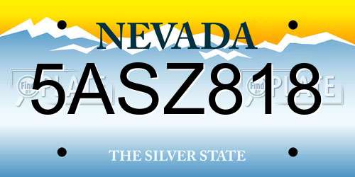 5ASZ818 Nevada License Plate