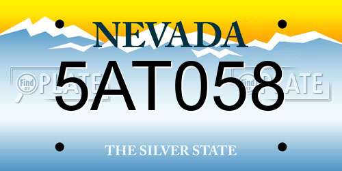 5AT058 Nevada License Plate