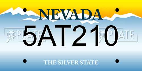 5AT210 Nevada License Plate
