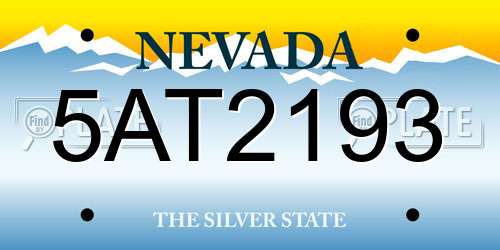 5AT2193 Nevada License Plate
