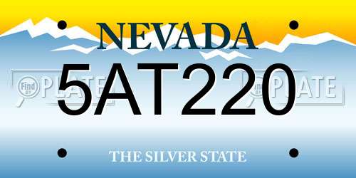5AT220 Nevada License Plate