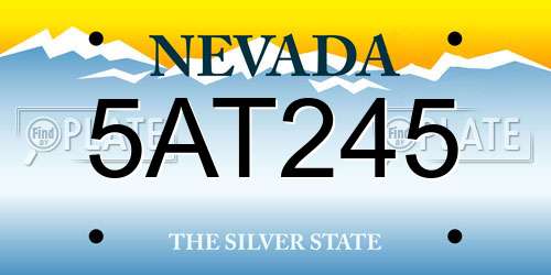 5AT245 Nevada License Plate
