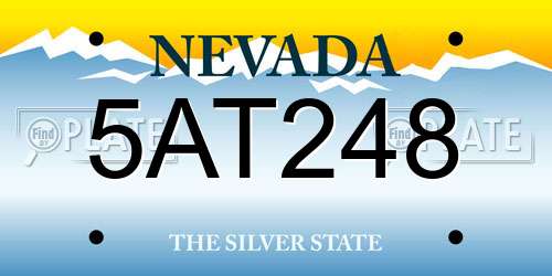 5AT248 Nevada License Plate