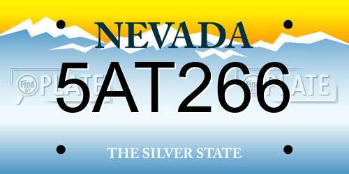 5AT266 Nevada License Plate