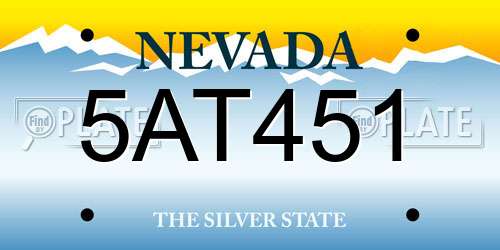 5AT451 Nevada License Plate