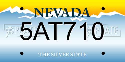 5AT710 Nevada License Plate