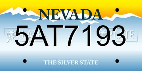 5AT7193 Nevada License Plate