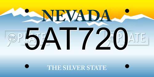 5AT720 Nevada License Plate