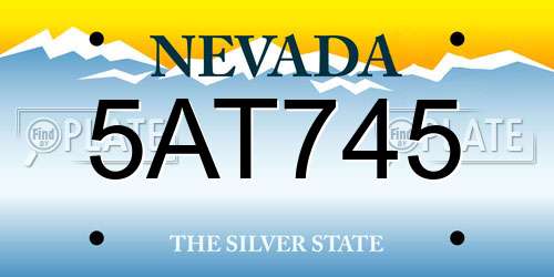 5AT745 Nevada License Plate