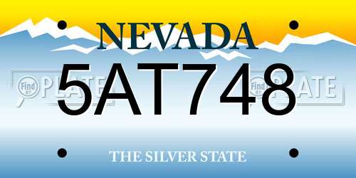 5AT748 Nevada License Plate