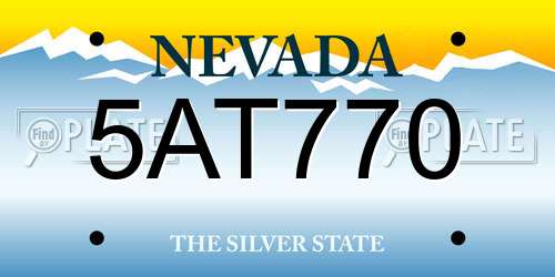 5AT770 Nevada License Plate