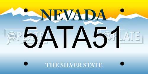 5ATA51 Nevada License Plate