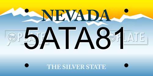 5ATA81 Nevada License Plate