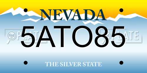 5ATO85 Nevada License Plate
