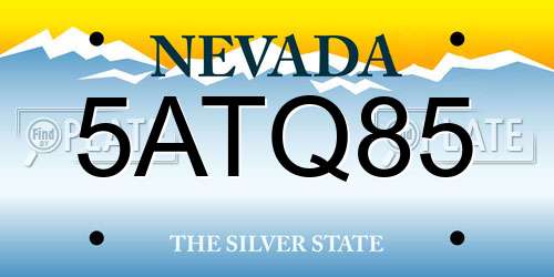 5ATQ85 Nevada License Plate