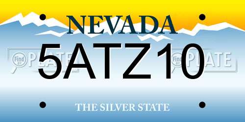 5ATZ10 Nevada License Plate
