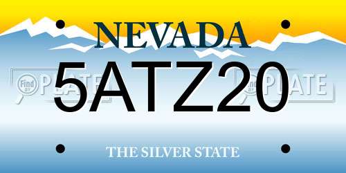 5ATZ20 Nevada License Plate