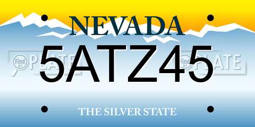 5ATZ45 Nevada License Plate