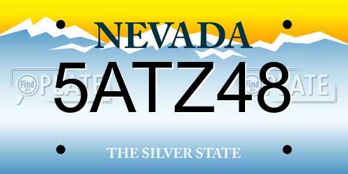 5ATZ48 Nevada License Plate