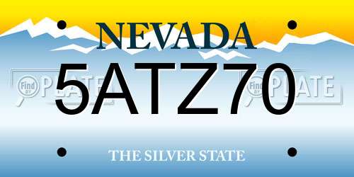5ATZ70 Nevada License Plate