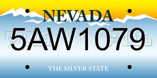 5AW1079 Nevada License Plate