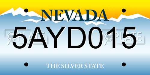 5AYD015 Nevada License Plate