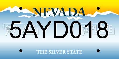5AYD018 Nevada License Plate