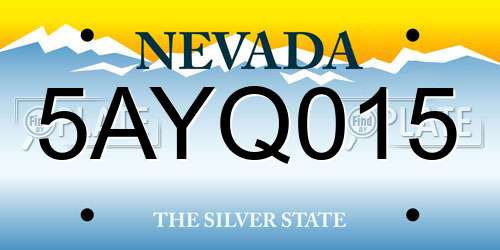 5AYQ015 Nevada License Plate