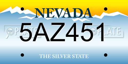 5AZ451 Nevada License Plate