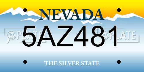 5AZ481 Nevada License Plate