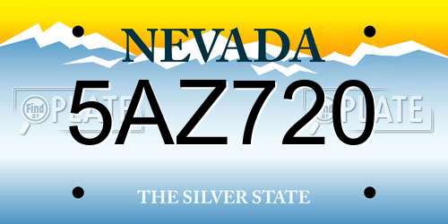 5AZ720 Nevada License Plate