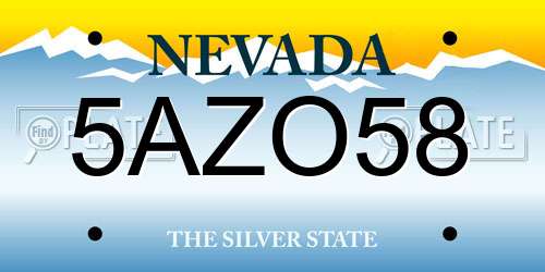 5AZO58 Nevada License Plate