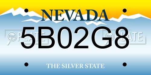5B02G8 Nevada License Plate
