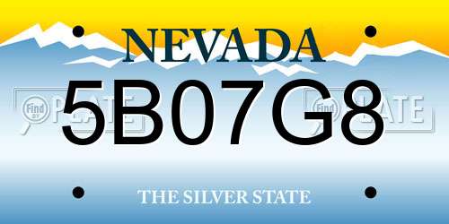 5B07G8 Nevada License Plate