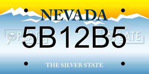 5B12B5 Nevada License Plate