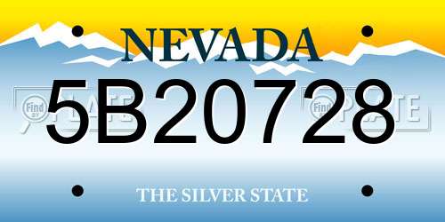 5B20728 Nevada License Plate