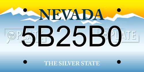5B25B0 Nevada License Plate