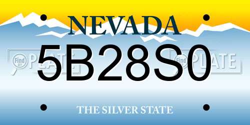 5B28S0 Nevada License Plate