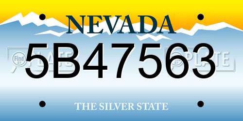 5B47563 Nevada License Plate